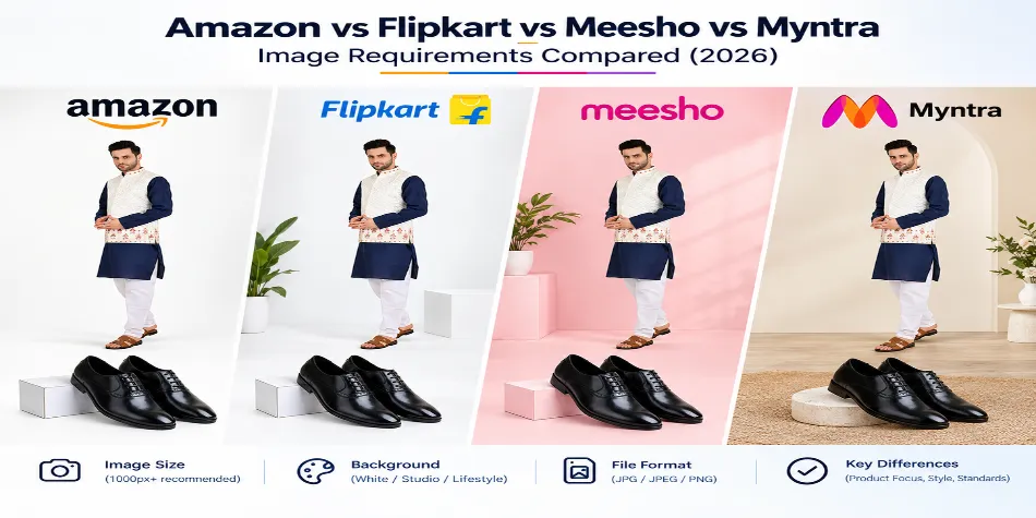 Amazon vs Flipkart vs Meesho vs Myntra: Image Requirements Compared (2026)